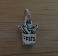 3D says French Fries Sterling Silver Charm