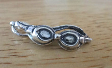 3D 9x27mm Swim Goggles Sterling Silver Charm