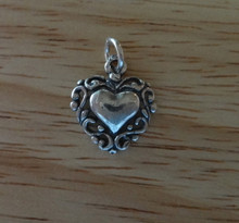 Sm Cut Out Filigree Double Heart Sterling Silver Charm