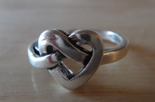 sizes 5-9 Heavy Open Knot Heart Shaped Sterling Silver Ring