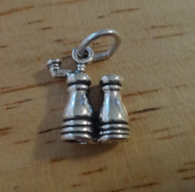 3D 11x17mm Salt and Pepper Mill food Sterling Silver Charm