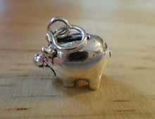 3D 16x13mm Pig Realistic Piggy Bank Sterling Silver Charm