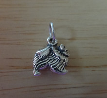 Small solid 11x10mm Solid Pomeranian Dog Sterling Silver Charm