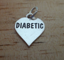 17x12mm says Diabetic on Heart Sterling Silver Charm