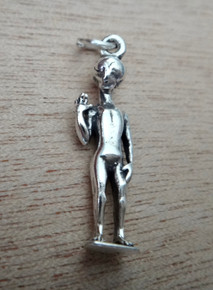 8x26mm Detailed Space Alien Sterling Silver Charm