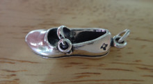 9x23mm 3D Mary Jane type Shoe Strap Buckle Sterling Silver Charm