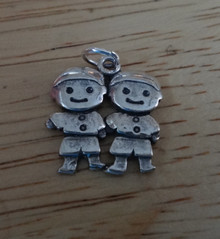 Two Boys, Brothers, Twins, Sons, Cousins, or Friends Sterling Silver Charm
