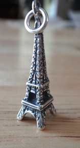 3D 26x8mm Eiffel Tower Paris France Sterling Silver Charm