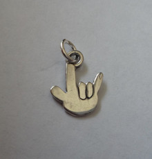 Sterling Silver Whimsical I Love you American Sign Language Charm