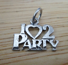 18x15mm says I Love 2 Party Sterling Silver Charm