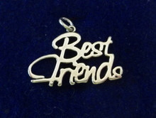 says Best Friends in Cursive Sterling Silver Charm