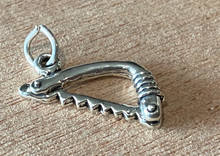 3D 8x18mm Hand Saw Sterling Silver Charm