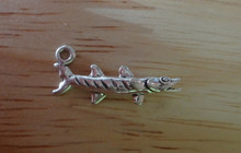 Small Barracuda Fishing Sterling Silver Charm