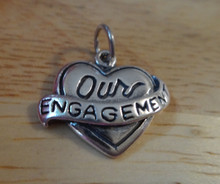 16x19mm says Our Engagement Heart Sterling Silver Charm