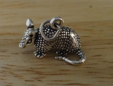 Sterling Silver 3D 19x12mm Armadillo Charm bottom hollow