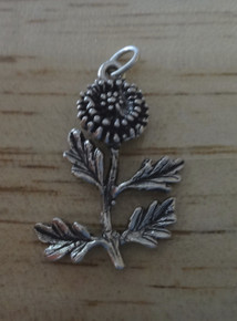 20x27mm Dandelion Flower Stem & Leaves 3 gram Sterling Silver Charm