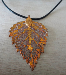 16-19" leather with 39x58 Copper Delicate Ovate Shaped Leaf Pendant