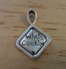 Potholder says What's Cookin' Sterling Silver Charm