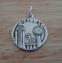 16mm says Dallas The Texas Star double sided city Sterling Silver Charm