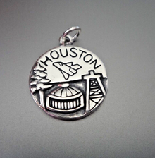 16mm says Houston The Space City NASA double sided  Sterling Silver Charm