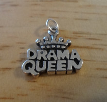 Crown says Drama Queen Sterling Silver Charm