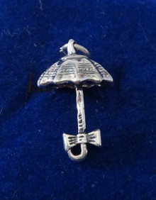 3D 23x15mm Wedding or Baby Shower Umbrella Sterling Silver Charm