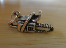 3D Chainsaw Chain Saw Sterling Silver Charm