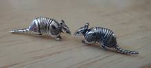 Small 7x17mm Sterling Silver Armadillo Stud Earrings