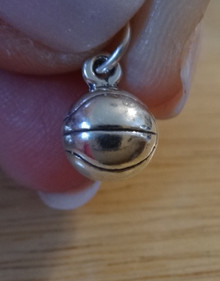 3D 7 mm Solid Basketball Ball Sterling Silver Charm