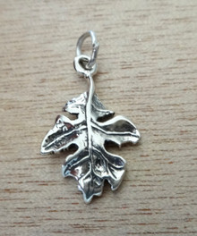 3D 22x14mm Oak Leaf Sterling Silver Charm