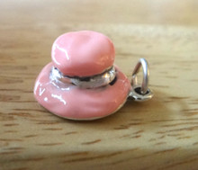 3D Cute Pink Enamel Hat Lady's Sterling Silver Charm