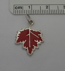 Canadian Red Enamel Maple Leaf Sterling Silver Charm