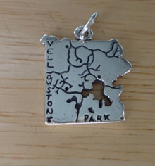 19x22mm Map of Yellowstone National Park Sterling Silver Charm