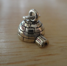 3D Small 10x10mm Igloo Sterling Silver Charm