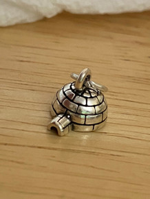 3D Small 10x10mm Igloo Sterling Silver Charm