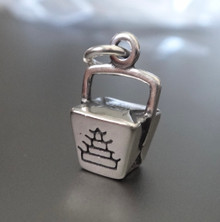 7x13mm solid Chinese Take-out To Go Box Sterling Silver Charm