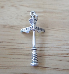 15x30mm 3D New Orleans French Quarter says Bourbon and St Louis on Street Sign Sterling Silver Charm