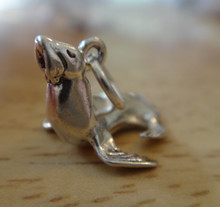 3D 20x12mm Cute Sea Lion Seal Sterling Silver Charm