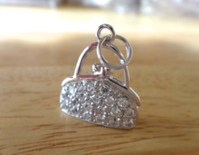 Clear CZ Crystals on a Purse Sterling Silver Charm