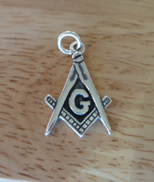 Masonic Symbol with Compass, Square, & G on a Sterling Silver charm