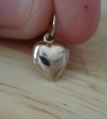 10x8mm Small 14K Gold plated Sterling Silver Hollow Puffy Heart Charm