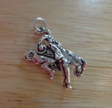 20x23mm Saddle Bronc Rider Horse Rodeo Sterling Silver Charm