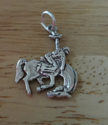 20x15mm rodeo Saddle Bronc Rider Horse Sterling Silver Charm