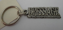 says Dressage in Pewter on Keychain Keyring