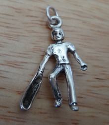 3D 20x25mm Lacrosse Player Sterling Silver Charm