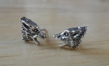 Tiny 9x7mm Wolf Head Sterling Silver Stud Earrings