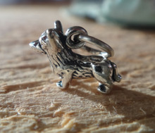 Tiny 3D 8x11mm Welsh Corgi Dog Sterling Silver Charm