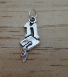 '11 or 2011 w/ Graduation Cap Sterling Silver Charm