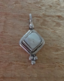 8x15mm Square White Mother of Pearl Drop Sterling Silver Charm