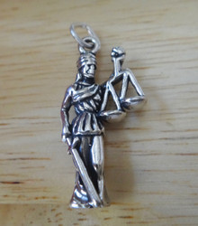 13x25mm Lady Justice Scales Law Lawyer Sterling Silver Charm